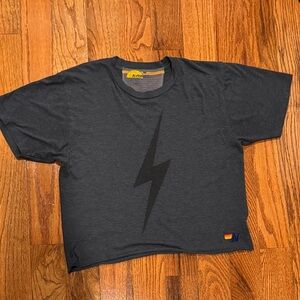 Aviator Nation Cropped Charcoal Lightning Bolt Tee Medium